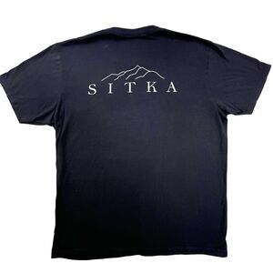 Sitka Short Sleeve T-Shirt Size Large Black Mountains Outdoor Hiking Cotton